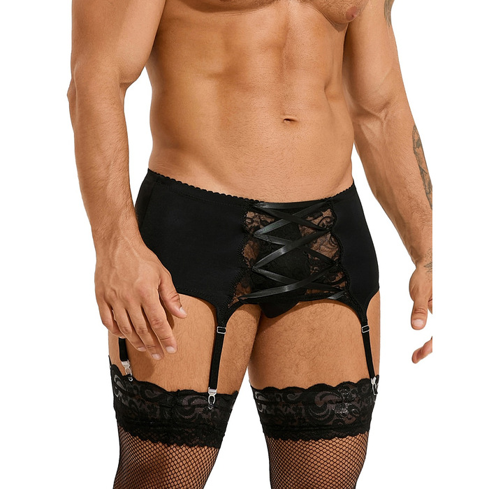 Чоловічий мереживний пояс з підв'язками Star Night чорний, XL