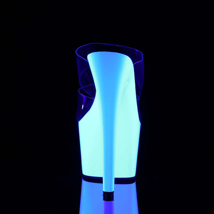 Шльопанці Adore-702UV на підборах 7 дюймів, шльопанці 2 3/4 дюйма з PF, прозорі/білі