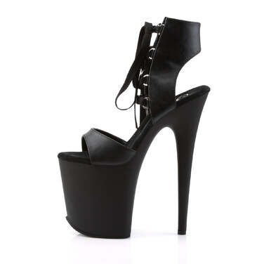 Босоніжки Flamingo-800-14 на підборах 8 дюймів, босоніжки зі шнурівкою спереду 4 дюйми, чорні, з веганської шкіри/чорні