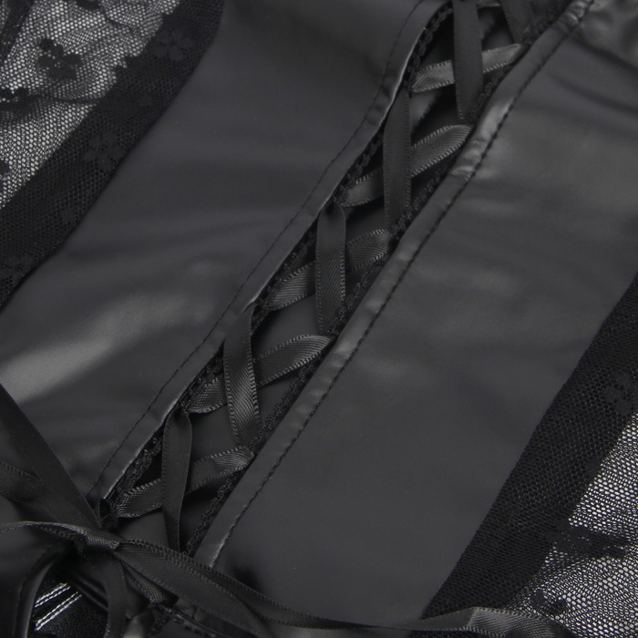 Мини-платье с молнией и подтяжками Star Night с имитации кожи, черное, S