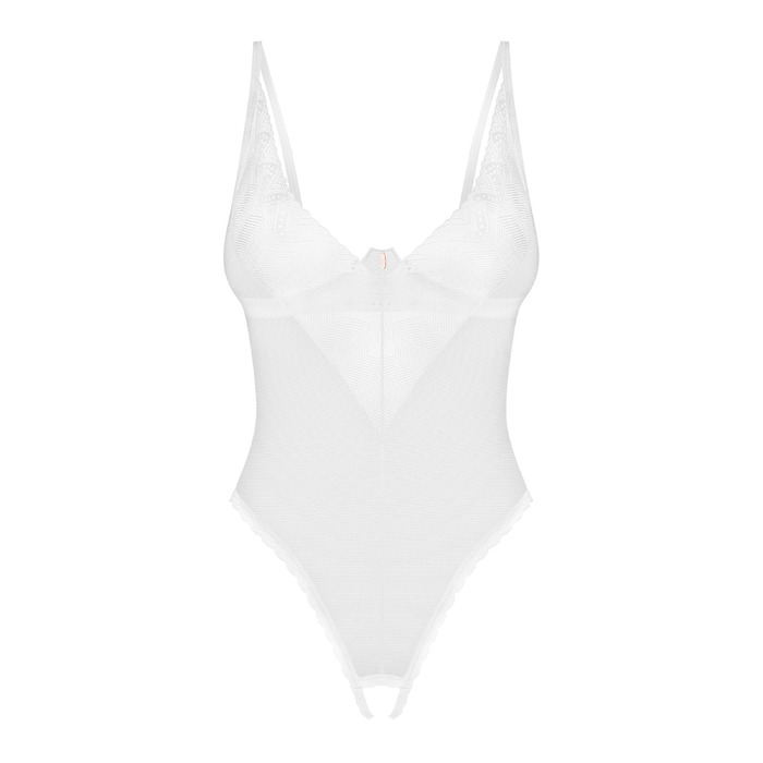 Прозорий боді Obsessive Alissium білий, XS/S