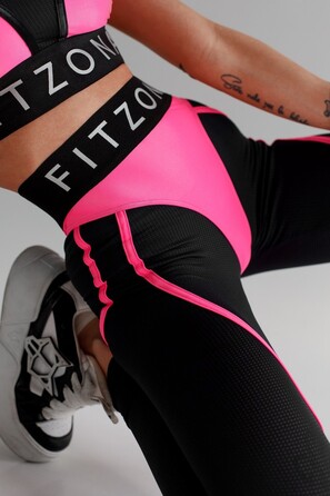 Легінси FZ Black Mesh Leggings with Imitation Shiny Neon-Pink Thongs