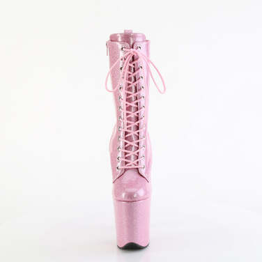 Ботинки Flamingo-1040GP, каблук 8 дюймов, 4-дюймовые PF-ботинки со шнуровкой спереди, молния сбоку, нежно-розовый