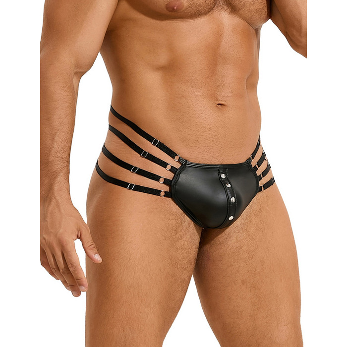 Стринги мужские черные STAR Night с регулирующими резинками по бокам, L