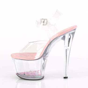 Босоніжки Sky-308WHG на підборах 7 дюймів, ремінець на щиколотці 2 3/4 дюйма з рідким покриттям, прозорі/рожеві