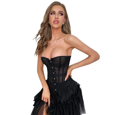 Корсет із сітки Star Night Grid Corset з гачками та шнурівкою, чорний, L (без коробки)