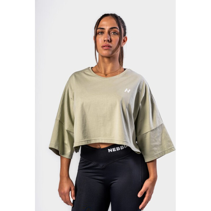 Футболка Nebbia Oversized Cropped Tee JUST FLOW Light Green 431