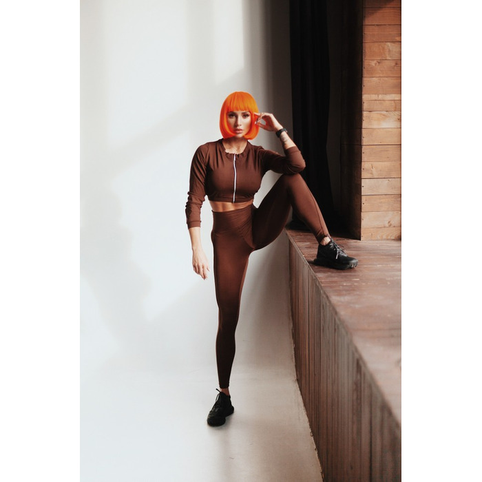 Жіноча кофта Fitzona BROWN JACKET WITH ZIPER з блискавкою, коричнева