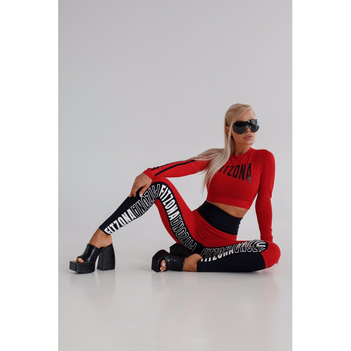 ЛЕГИНСЫ RED LEGGINGS WITH BLACK BELT AND LEGS PRINT 14688
