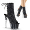 Ботильоны Pleaser Adore-1018G, каблук 7 дюймов, высота 2 3/4 дюйма, блестящие PF-ботинки, молния сбоку, чёрные