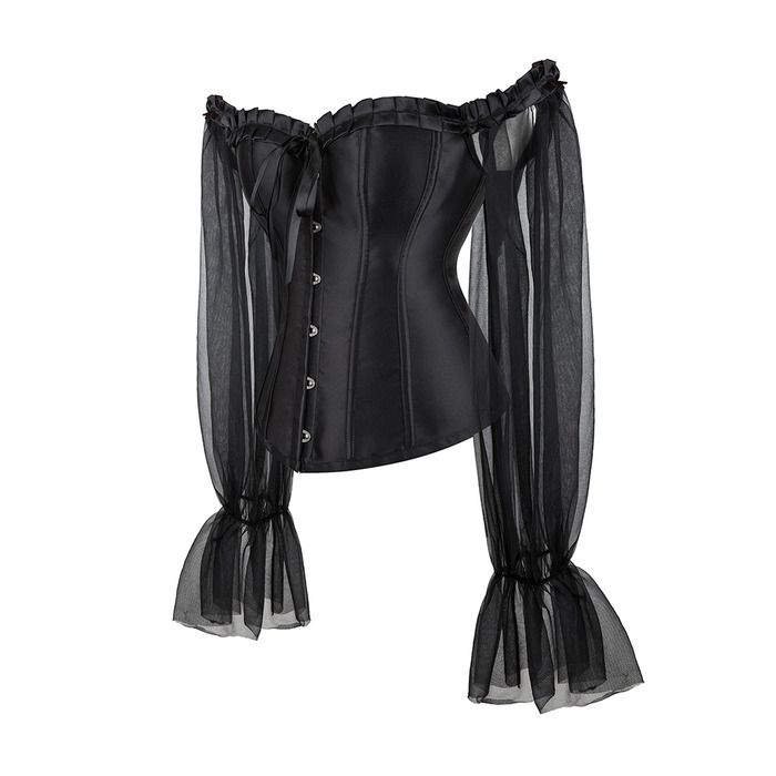 Корсет с рукавами Star Night 12 Plastic Bones на завязках лентах, черный, XS