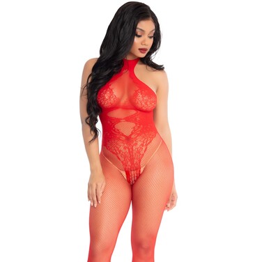 Комбинезон сетка Leg Avenue, красный O\S
