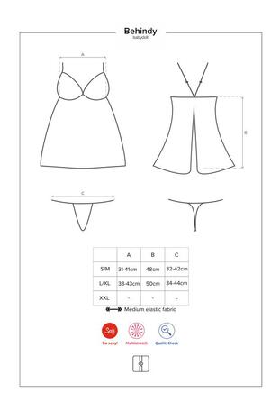 Сорочка Obsessive из цветочного кружева с открытой попой, черный, L/XL