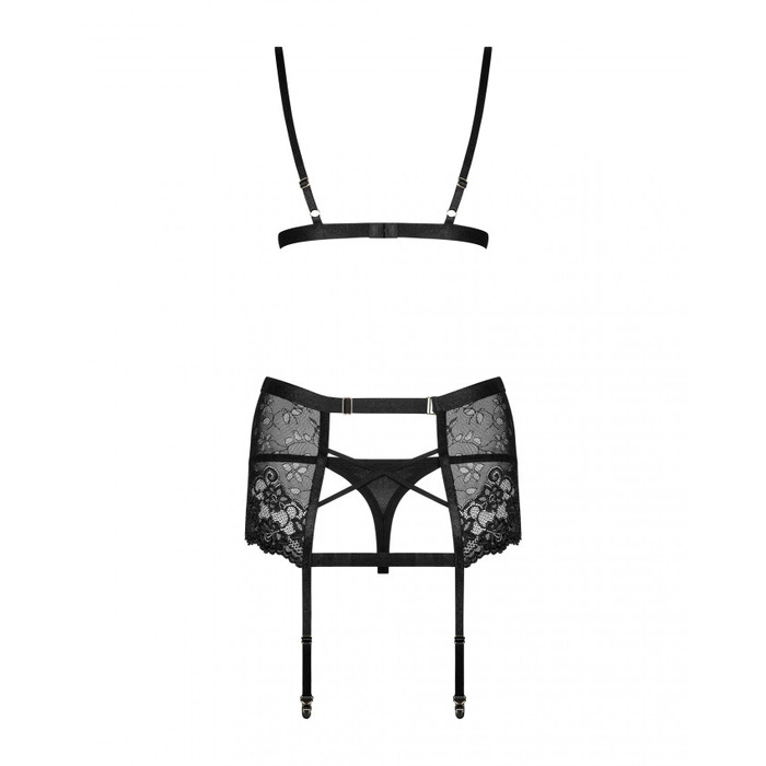 Комплект з широким поясом для панчох Obsessive Blanita garter belt S/M Чорний