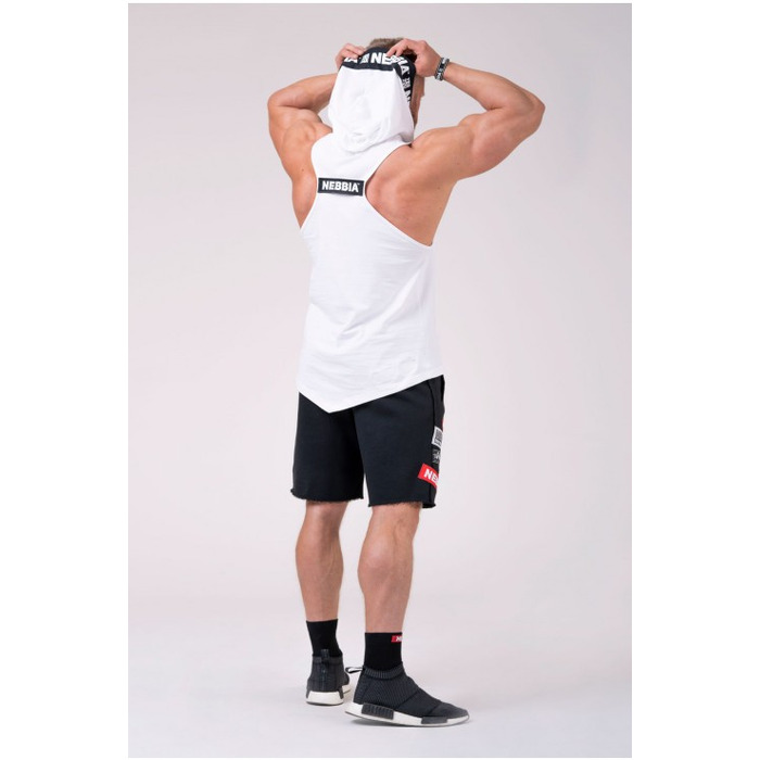 Майка с капюшоном NEBBIA NO EXCUSES Tank Top with a Hoodie 173 white