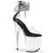 Босоніжки Pleaser Flamingo-824RS *8-дюймовий каблук, 4-дюймові босоніжки з PF стразами, блискавка ззаду, чорні/прозорі