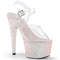 Босоножки Pleaser Adore-708HMG, каблук 7 дюймов, ремешок на щиколотке шириной 2 3/4 дюйма, прозрачный/белый