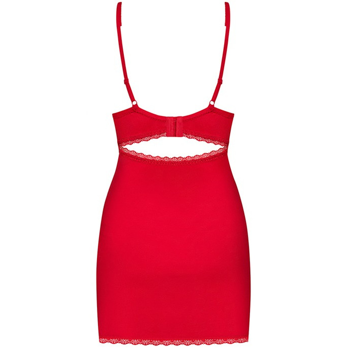 Сорочка сексуальная красная Obsessive JOLIEROSE с кружевной отделкой, S/M