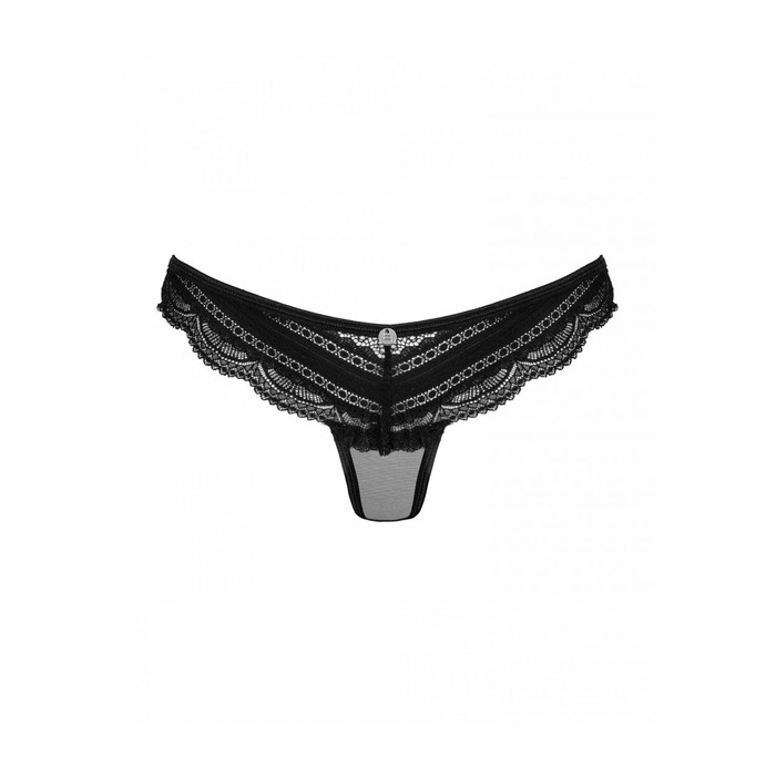 Трусики напівпрозорі з мереживом Obsessive Ivannes чорний, S/M
