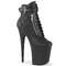 Чоботи Pleaser Flamingo-800-05 на підборах 8 дюймів, черевики до щиколотки зі шнурівкою спереду 4 дюйми, блискавка збоку, чорні, з веганської шкіри/чорний колір