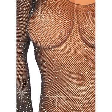 Боді з рукавами в сіточку зі стразами Leg Avenue Fishnet sleeved bodystocking O/S