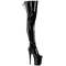 Чоботи Pleaser Flamingo-3850 на підборах 8 дюймів, чоботи до стегна 4 дюйми зі шнурівкою ззаду, еластичні, збоку блискавка, чорний еластичний лак