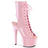 Ботильоны Adore-1016 с каблуком 7 дюймов, открытым носком и пяткой 2 3/4 дюйма, молнией сбоку, нежно-розовая лакированная кожа