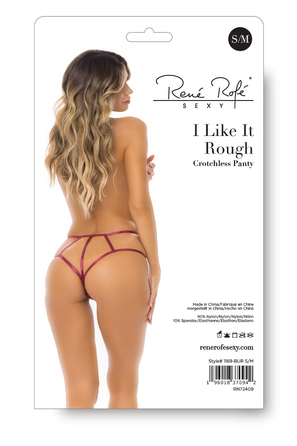 Трусики I LIKE IT ROUGH CROTCHLESS PANTY BURGUNDY, S/M