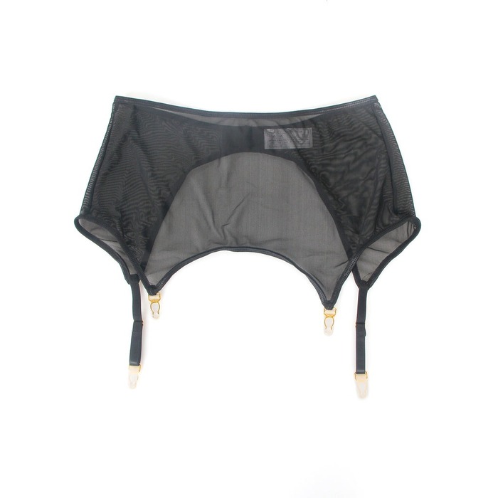 Комплект белья черный в сеточку Star Night с поясом и гартерами, XL