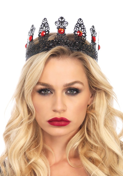 Декоративная королевская корона Leg Avenue черная с красными камнями