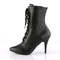 Ботильйони Pleaser на шнурівці Boots Vanity-1020, 4 дюйми, з блискавкою збоку, чорні, з веганської шкіри