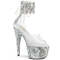 Босоніжки Pleaser Bejeweled-724RS на підборах 7 дюймів, босоніжки з манжетою на щиколотці 2 3/4 дюйма з RS, застібка-блискавка ззаду, прозорі/сріблясті