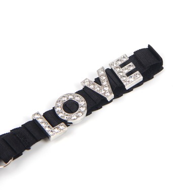 Мереживні стрінги Star Night з декором стразами Love, чорні, M