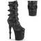 Чоботи Pleaser Rapture-1052BK *8-дюймовий каблук з кісточкою, 4-дюймові чоботи з черепом та серединою ікри, внутрішня блискавка, чорні, веганська шкіра/чорний