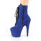 Ботинки Pleaser Adore-1020FS *7-дюймовый каблук, 2 3/4-дюймовые ботинки с PF шнуровкой спереди, молния сбоку, синяя искусственная замша