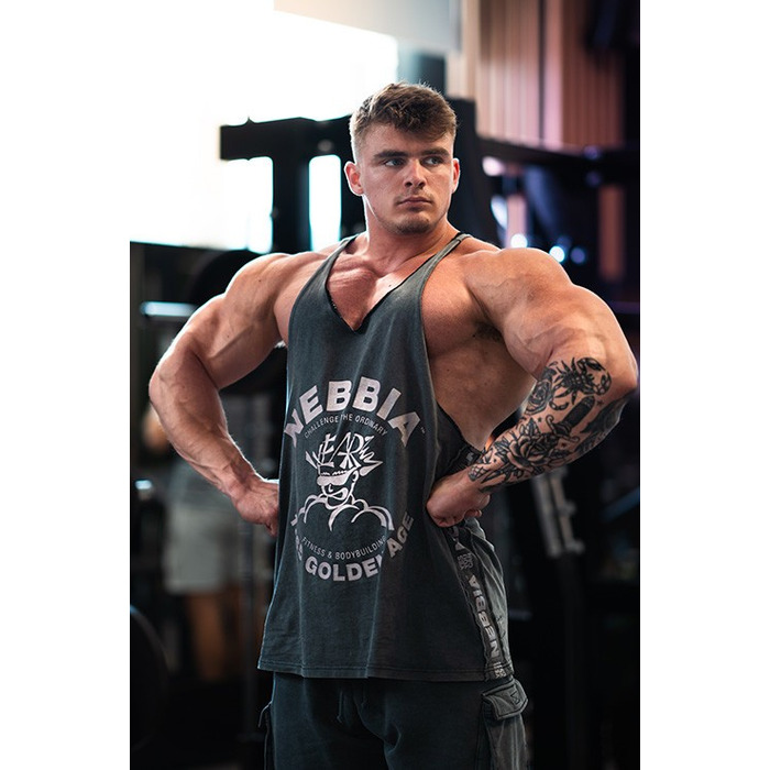 Майка Nebbia Washed Muscle Back Stringer GOLDEN AGE Black 791