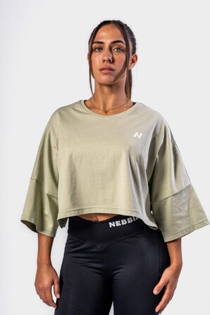 Футболка Nebbia Oversized Cropped Tee JUST FLOW Light Green 431