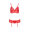 Комплект білизни з поясом для панчіх FABIANA SET red S/M - Passion