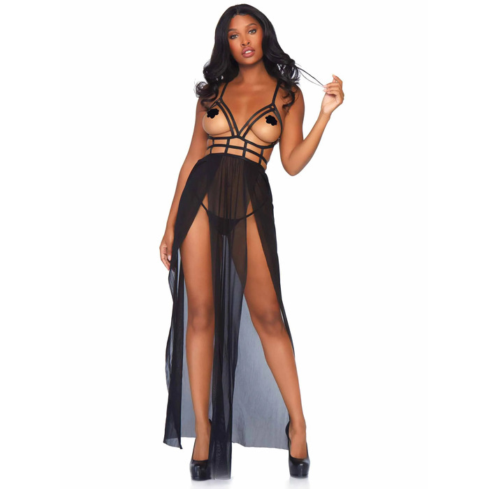 Платье эротичное с открытой грудью S/M Leg Avenue, черное