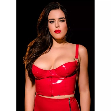 Топ глянсовий OhMyG! Tokyo з блискавкою спереду, червоний, L-XL