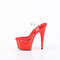 Босоніжки Pleaser Adore-708 на підборах 7 дюймів, ремінець на щиколотці 2 3/4 дюйма з хромованим покриттям Btm, прозорий/червоний хром