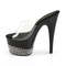 Шльопанці Pleaser Adore-701-3 на підборах 7 дюймів, шльопанці 2 3/4 дюйма з платформою зі стразами, прозорі/чорні