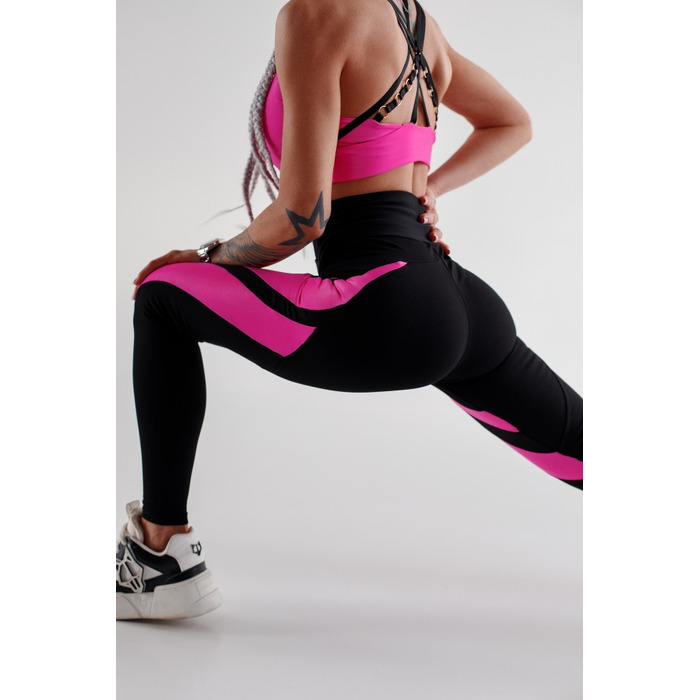 Легінси FZ Black V-Belt Leggings with Pink Shiny Inserts