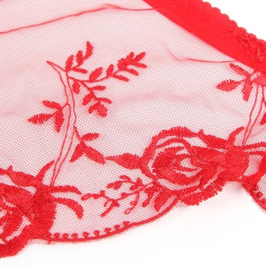 Красный сексуальный кружевной с вышивкой пояс для чулок Star Night и трусики, М (без коробки)