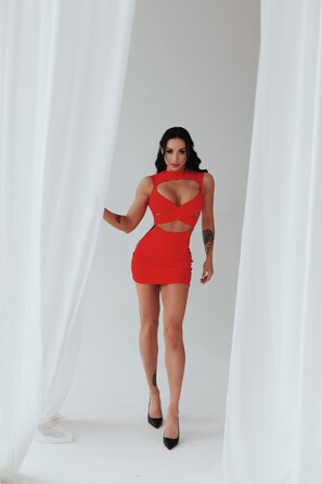 Плаття Fitzona RED DRESS WITH CROSSED TOP AND ZIPER