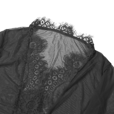 Халатик Star Night с узорами и поясом, черный, XS-S