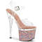 Босоніжки Pleaser Esteem-708LG на підборах 7 дюймів, босоніжки з ремінцем на щиколотці 3 дюйми, прозорі/рожево-золоті