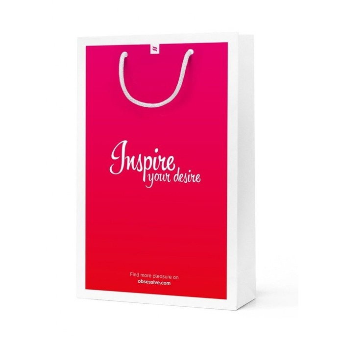 Панчохи Obsessive Lovica беж з червоним ажуром S\M