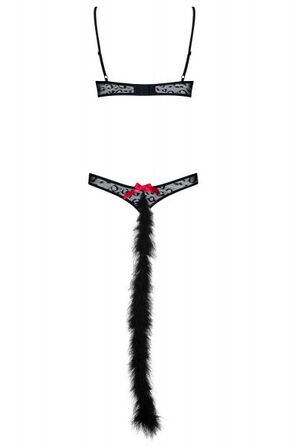 Костюм боді кішки чорний obsessive 3 предмета GEPARDINA S / M