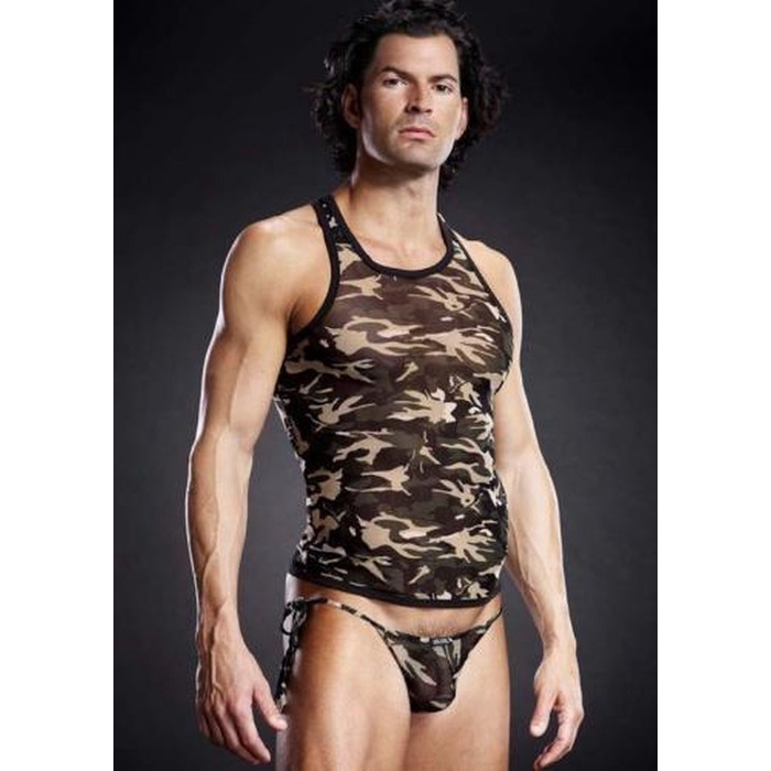 Майка чоловіча у стилі мілітарі Blue Line Pro-Mesh Racerback Tank Camouflage хакі, S/M